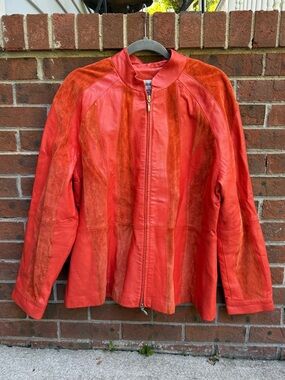 Vintage Bagatelle Orange Real Leather Jacket Coat Size 20 1X 2X